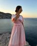 2026 Summer Women Elegant Short Sleeve V-Neck High Waist Ruffle Spliced Midi Dress, Cross-border Women's Wear_ecoleips.com