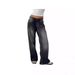 Women's Clothing Retro Low Waist Non Elastic Washed Straight Jeans For Women Autumn New Street Wide Leg Denim Pants For Women_ecoleips.com