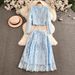 Female Temperament Celebrity Light Luxury Slim Lace Embroidery Beaded Top Skirt Two Piece Suit_ecoleips.com
