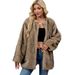 Women's Faux Fur Coat Winter Warm Fluffy Cardigan Jacket Oversized Outerwear For Casual & Office_ecoleips.com