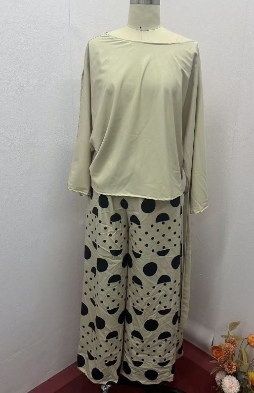 Women's Clothin fashion oblique collar one shoulder high waist casual printed pants suit for women_ecoleips.com