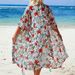 Women's Clothing "Chiffon Beach Cover-Up – Flowy Printed Bikini Wrap With Sheer Sleeves & Side Ties"_ecoleips.com