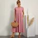New European And American Solid Color Sleeveless Loose Cotton-Linen Pocketed Women's Dress, In-Stock For_ecoleips.com