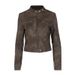 Vintage-Inspired Distressed PU Leather Jacket – Cropped Cafe Brown Biker Style (Stand Collar Retro Outerwear For Women)_ecoleips.com