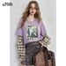 ELFSACK 2025 Y2K Long Sleeve Top Women Romantic Loose Round Neck Long Sleeve T-Shirt Fake Two-Piece Ruffle Sleeve Cute Print Top_ecoleips.com