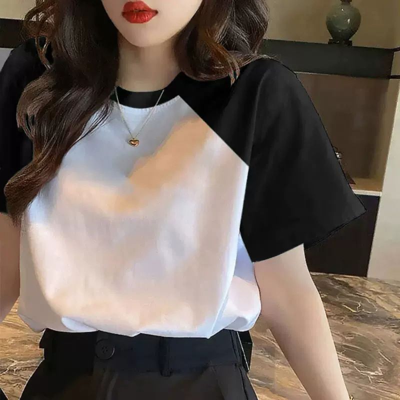 A Unique, Off-The-Shoulder Cotton Short-Sleeved T-Shirt Designed For Women In The Summer Of 2026 Featuring A Stylish A_ecoleips.com