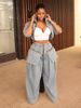 Women's Clothing Fashion Loose Casual Short Jacket Wide Leg Trousers Denim Suit Women's Two Piece Suit_ecoleips.com