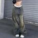 Women's Clothing Street Hot Girl Style Washed Old Letter Print Jeans Low Waist Loose Wide Leg Drag Casual Trousers For Women_ecoleips.com