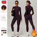 Women's Clothing Zipper Nude Tight Plus Velvet Yoga Jumpsuit Outdoor Warm Jumpsuit Running Fitness Clothes_ecoleips.com