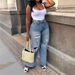 Women's Light Wash Ripped Jeans Loose Fit Straight Leg Casual Wide Leg Pants Cotton Spring/Autumn_ecoleips.com