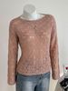 Women Lightweight Breathable Hollow Leaf Knit Sweater Boat Neck Oversized Loose Long Sleeve Sheer Knit Blouse_ecoleips.com