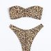Women Leopard Print 2 Piece Bikini Set Strapless Bandeau Ring Cutout Front High Cut Cheeky Bathing Suit Summer Beach Swimwear_ecoleips.com
