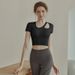 Nude Feel Skin Friendly Short Sleeve Sportswear Top With Bra Pads For Pilates Yoga High End Women's T-Shirt New Spring Style_ecoleips.com