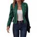 Elegant Plus Size Women's Blazer Jacket With Multiple Buttons - Suede-Like Polyester Office Wear For Autumn Winter - Red/Green/Yellow/Black_ecoleips.com