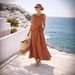 Mediterranean Vacation Dress – Flowy A-Line Midi Dress With Contrast Trim | 7 Boho Colors (S-Xxxl)_ecoleips.com