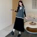 Autumn Winter New Korean Fashion Jacquard Vest 2-Piece Set Maternity Dress_ecoleips.com