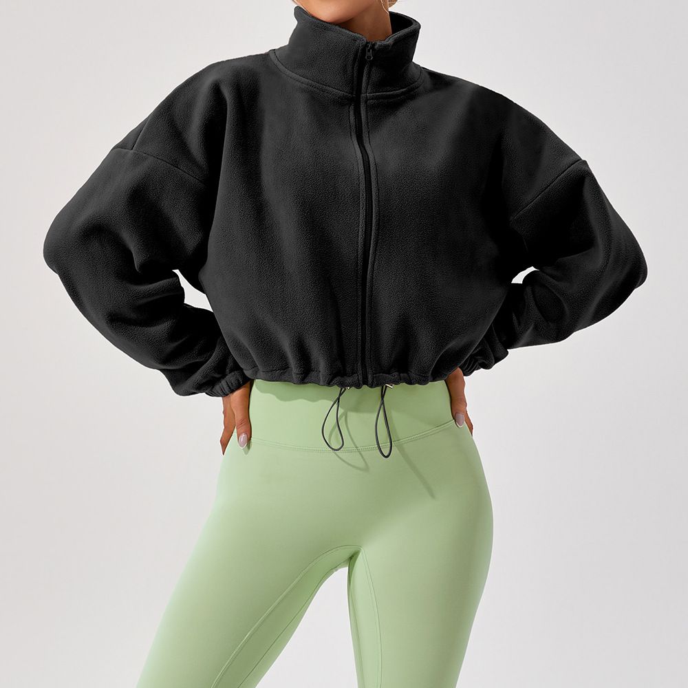 K Outdoor Women's Lamb Wool Sports Coat With Stand-up Collar, Loose And Padded For Warmth, Short For Running And Leisure._ecoleips.com