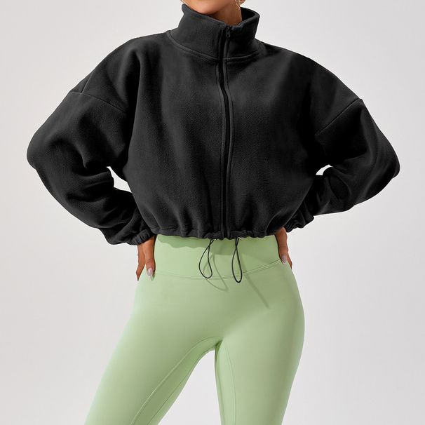 K Outdoor Women's Lamb Wool Sports Coat With Stand-up Collar, Loose And Padded For Warmth, Short For Running And Leisure._ecoleips.com