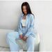 Women's Clothing Cotton Double Layer Yarn Women's Button Long Sleeved Shirt And Trousers Two Piece Suit_ecoleips.com