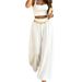 Women's Clothing Summer Wide Leg Lantern Pants Women's Bohemian Style Loose Fit Slimming Versatile Casual Plus Size Solid Color With Drape_ecoleips.com