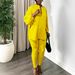 Women’s Clothing Autumn And Winter Fashion Style Solid Color Large Size V Neck Long Sleeved Tops And Pants African Suit_ecoleips.com