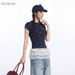 HeyHenry Women's Summer Short Sleeve T-Shirt round Neck Slim Fit Sweet Top Fresh Versatile Puppy Paw Print Design_ecoleips.com