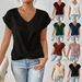 Women's Clothing Summer New Color V Neck T Shirt Temperament Elegant Short Sleeved Top Spring And Summer Women's Clothing_ecoleips.com