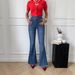 High-Waisted Flared Jeans For Women – Vintage Double Button, Raw Hem, Stretchy Denim (S-Xl, Dark Blue, Retro & Slimming Fit)_ecoleips.com