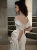Spring Light Wedding Dress | Elegant Satin A-Line Bridal Gown With Small Train | Perfect For Outdoor, Beach & Destination Weddings | S-XXXL_ecoleips.com