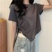 Irregular Drawstring Short Short-sleeved T-shirt Women's 2025 New Summer Korean Version Versatile Spice Girl Top_ecoleips.com