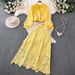 French Retro Chiffon Blouse And Slim Fitting Bodycon Skirt Set for Women round Neck Lace Trim Elegant Women's Clothing_ecoleips.com