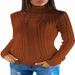 Elegant High Neck Slim Fit Sweater For Women - Soft Acrylic Blend Knitwear, Comfortable & Stylish Pullover Top_ecoleips.com