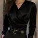 V-Neck Blouse For Women - Slim Fit Office Shirt, Wrinkle-Resistant & Lightweight (White, Black, Grey) - S To Xxl_ecoleips.com