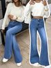 Women's Clothing High Waisted Slightly Flared High-Waisted Mid Blue Flare Jeans For Women – Slimming Vintage Bootcut Denim Pants With Stretch Fit_ecoleips.com