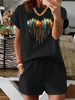 Women’s 2 Piece Outfit Set – Oversized Graphic T-Shirt And Biker Shorts Matching Set, Casual Summer Lounge Tracksuit For Daily Wear-341_ecoleips.com
