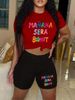 Summer Women's Casual Fashion MANANA Letter Printed Loose T-shirt Shorts Two-piece Set Summer Sportswear Suitable For Daily Wear-177_ecoleips.com