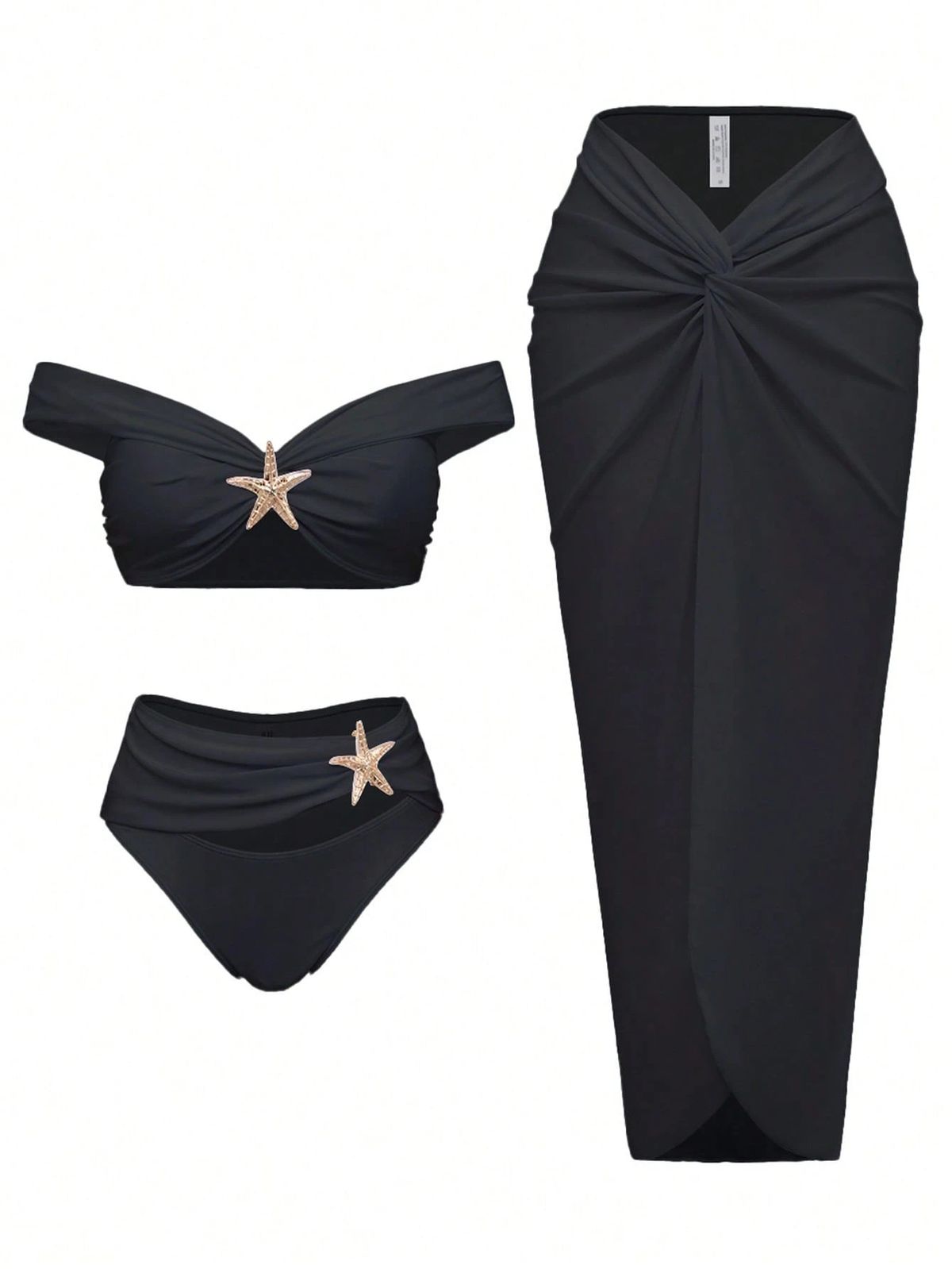 Women's European American Style Starfish Two Piece Swimsuit Long Dress Three Piece Bikini Huludao_ecoleips.com