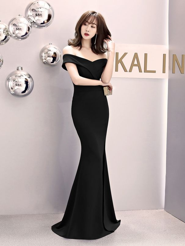 Women's Clothing White Off The Shoulder Mermaid Evening Dress Perfect For Toasting Parties Slits Detail Petite Women's Party Wear_ecoleips.com
