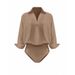 Women's Clothing Fashionable Design Women's Lapel Jumpsuit Slim Fit Mid Sleeve Shirt Top For Formal & Casual For Women_ecoleips.com