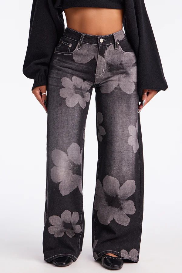 Women's High-Waisted Retro Print Straight Leg Jeans Loose Fit Casual Cotton Denim For Summer Spring/Autumn_ecoleips.com
