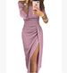 Aria Basics Aria Basics European And American Women's Bodycon Slit Off-Shoulder Shiny Evening Gown Dress_ecoleips.com