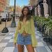 Summer Ruffled Trim Tie Neck Long Sleeved Transparent Top for Women European And American Style Wholesale Foreign Trade_ecoleips.com