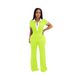 Women's Clothing Spring And Summer Leisure Suit Polo Collar Top High Waist Wide Leg Pants Contrast Color Leisure Two Piece Suit_ecoleips.com
