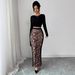 European And American Cross-border 2026 New Leopard Print Patchwork High-waisted Slim-fit Bodycon Skirt With Slit_ecoleips.com