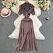 YuooMuoo Women Dress 2024 New Arrival Women Knitted Maxi Dress Elegant Notched Embroidery Long Shirt Dress Lady Sweater Vestidos_ecoleips.com