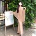 Sexy Black Lace Splicing V-neck Long-sleeved Dress Women's Autumn New Temperament Waist And Thin A-shaped Dress Long Dress_ecoleips.com