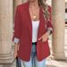 Women's Blazer - Slim Fit Stretch Button-Up Jacket With Roll-Up Sleeves, Office To Casual Blazer For Women_ecoleips.com