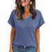 2025 European And American Cross-border Summer Tops For Women, Short-sleeved Casual V-neck Pullover T-shirt_ecoleips.com