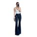 Women's Clothing American Style High-Waisted Flared Jeans For Women Faux Two-Piece Set Trendy Ins Hot Item Comfortable Fit Denim_ecoleips.com