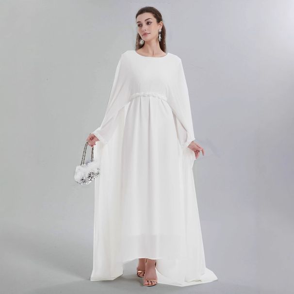 Muslim Women's Clothing Chiffon Shawl Coat Inner Two-Piece Set Abaya MSL0812_ecoleips.com